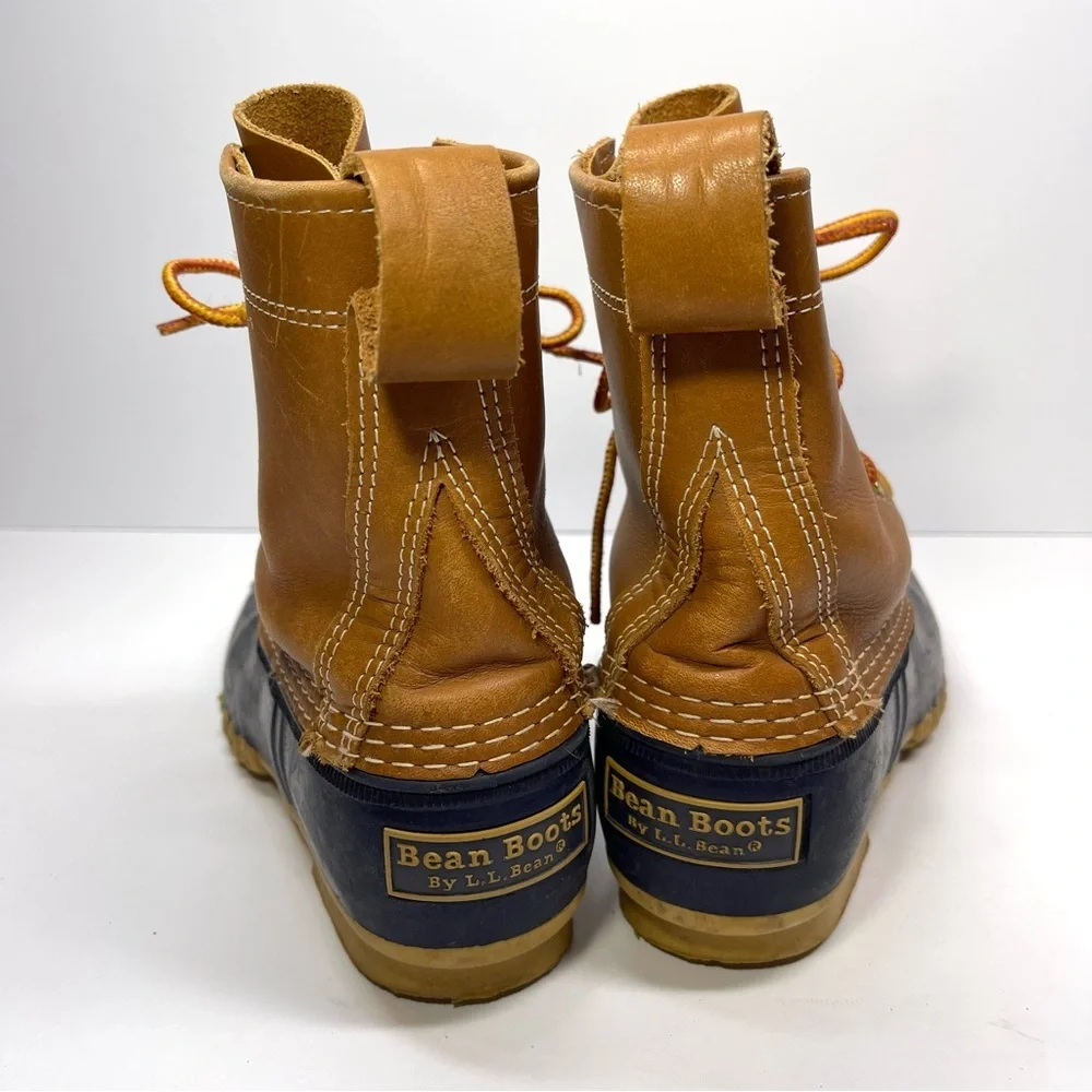 L.L Bean‎ Women’s Bean Boots 8” Navy Tan Size 6M